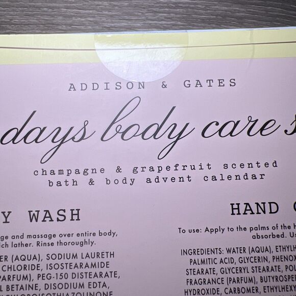 Addison & Gates Body Care Gift Sampler Set 7 Days Champaign Grapefruit NEW - Picture 8 of 10